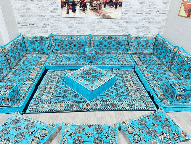 U förmiges orientalisches Sofa Set, Majlis-Sitzmöbel, Arabische Majlis, Bodenkissen, Türkisches Bode