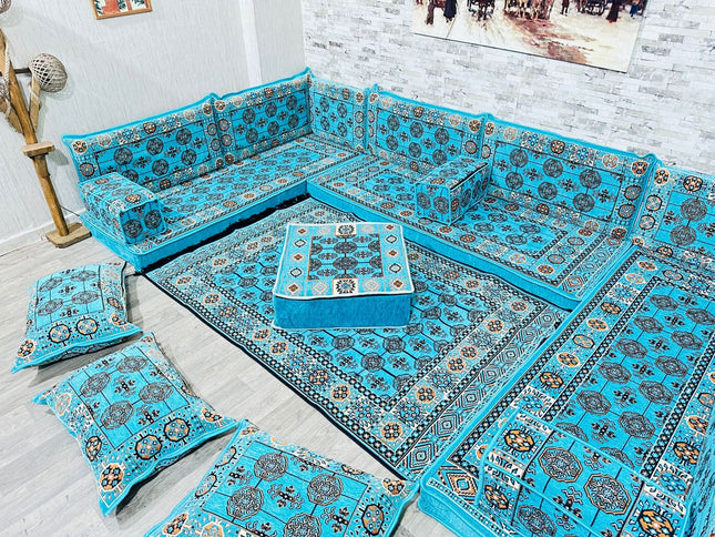 U förmiges orientalisches Sofa Set, Majlis-Sitzmöbel, Arabische Majlis, Bodenkissen, Türkisches Bode