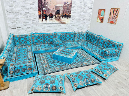 U förmiges orientalisches Sofa Set, Majlis-Sitzmöbel, Arabische Majlis, Bodenkissen, Türkisches Bode