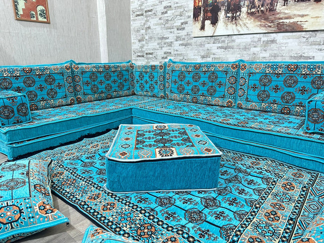 L förmiges orientalisches Sofa Set, Majlis-Sitzmöbel, Bodenkissen, Arabische Majlis, Türkisches Bode