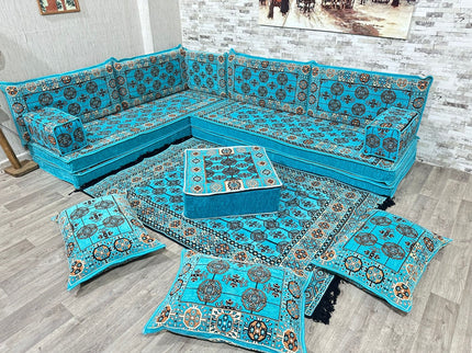 L förmiges orientalisches Sofa Set, Majlis-Sitzmöbel, Bodenkissen, Arabische Majlis, Türkisches Bode