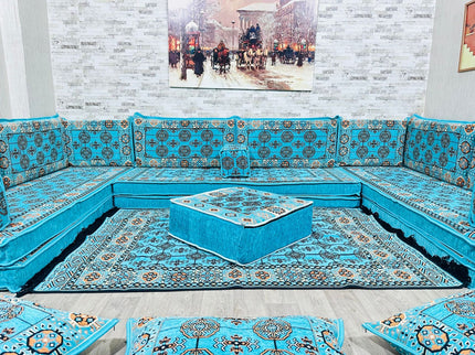 U förmiges orientalisches Sofa Set, Majlis-Sitzmöbel, Arabische Majlis, Bodenkissen, Türkisches Bode