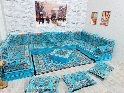 U förmiges orientalisches Sofa Set, Majlis-Sitzmöbel, Arabische Majlis, Bodenkissen, Türkisches Bode