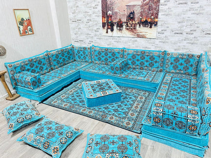 U förmiges orientalisches Sofa Set, Majlis-Sitzmöbel, Arabische Majlis, Bodenkissen, Türkisches Bode