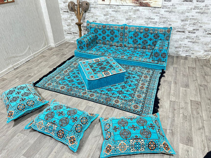 Orientalisches Sofa Set, Majlis-Sitzmöbel, Bodenkissen, Arabische Majlis, Türkisches Boden Sitzset