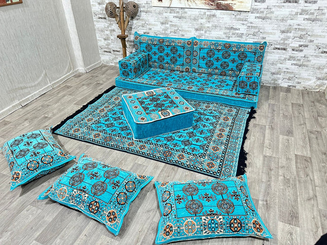 Orientalisches Sofa Set, Majlis-Sitzmöbel, Bodenkissen, Arabische Majlis, Türkisches Boden Sitzset