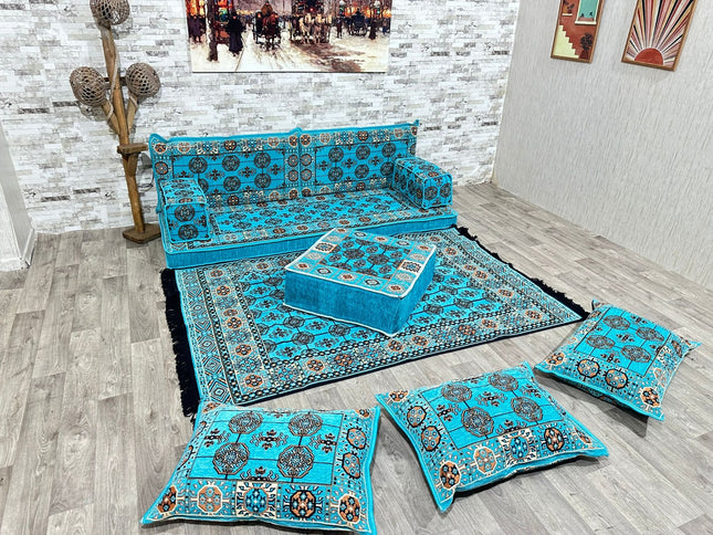 Orientalisches Sofa Set, Majlis-Sitzmöbel, Bodenkissen, Arabische Majlis, Türkisches Boden Sitzset