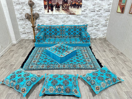Orientalisches Sofa Set, Majlis-Sitzmöbel, Bodenkissen, Arabische Majlis, Türkisches Boden Sitzset