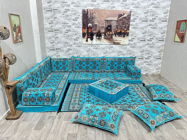 L förmiges orientalisches Sofa Set, Majlis-Sitzmöbel, Bodenkissen, Arabische Majlis, Türkisches Bode