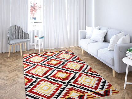 Anatolischer Kelim Teppich, Mehrfarbiger Woll-Jute-Kelim-Teppich, Handgefertigter Großer Kelim Teppi