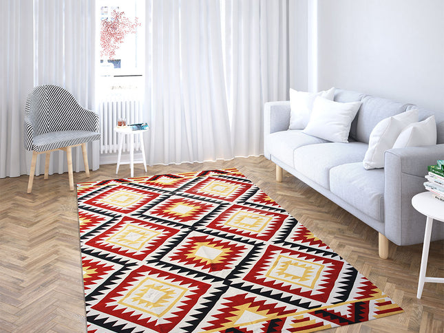 Anatolischer Kelim Teppich, Mehrfarbiger Woll-Jute-Kelim-Teppich, Handgefertigter Großer Kelim Teppi