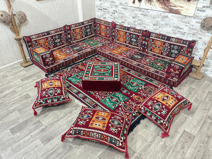 L förmiges orientalisches Sofa Set, Majlis-Sitzmöbel, Bodenkissen, Arabische Majlis, Türkisches Bode