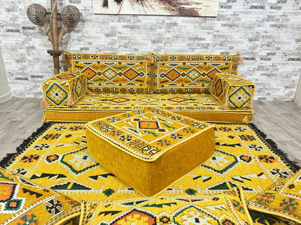 Orientalisches Sofa Set, Majlis-Sitzmöbel, Bodenkissen, Arabische Majlis, Türkisches Boden Sitzset