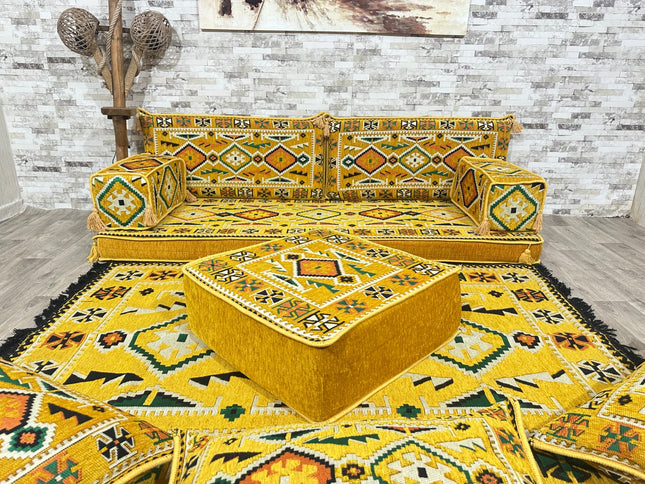 Orientalisches Sofa Set, Majlis-Sitzmöbel, Bodenkissen, Arabische Majlis, Türkisches Boden Sitzset