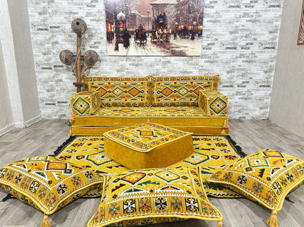 Orientalisches Sofa Set, Majlis-Sitzmöbel, Bodenkissen, Arabische Majlis, Türkisches Boden Sitzset