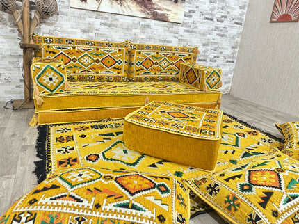 Orientalisches Sofa Set, Majlis-Sitzmöbel, Bodenkissen, Arabische Majlis, Türkisches Boden Sitzset