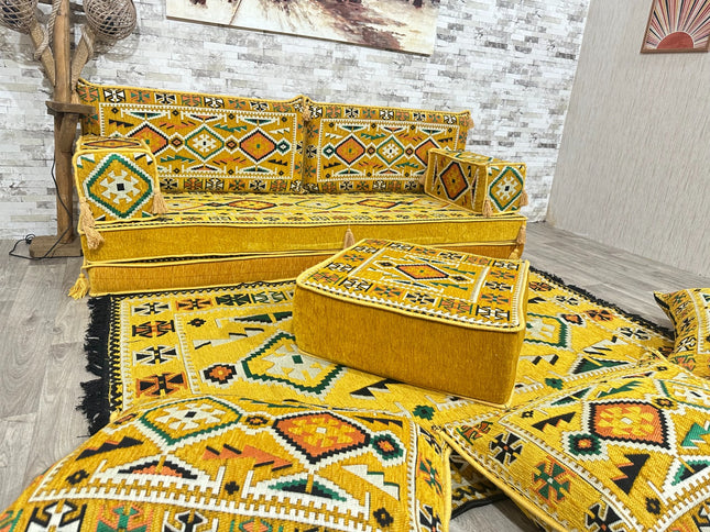 Orientalisches Sofa Set, Majlis-Sitzmöbel, Bodenkissen, Arabische Majlis, Türkisches Boden Sitzset