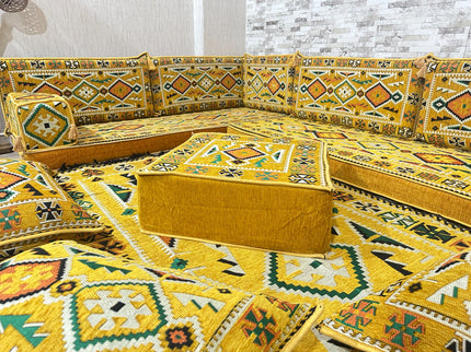 L förmiges orientalisches Sofa Set, Majlis-Sitzmöbel, Bodenkissen, Arabische Majlis, Türkisches Bode