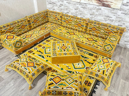 L förmiges orientalisches Sofa Set, Majlis-Sitzmöbel, Bodenkissen, Arabische Majlis, Türkisches Bode