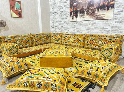 L förmiges orientalisches Sofa Set, Majlis-Sitzmöbel, Bodenkissen, Arabische Majlis, Türkisches Bode