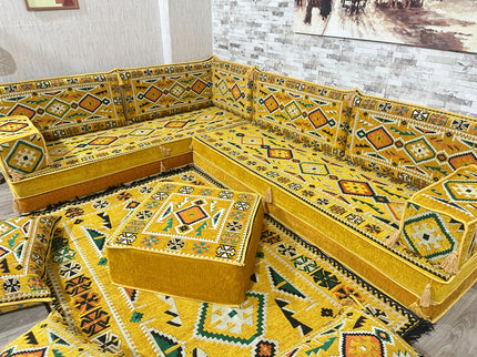 L förmiges orientalisches Sofa Set, Majlis-Sitzmöbel, Bodenkissen, Arabische Majlis, Türkisches Bode