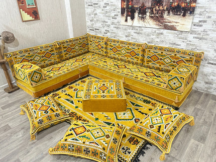 L förmiges orientalisches Sofa Set, Majlis-Sitzmöbel, Bodenkissen, Arabische Majlis, Türkisches Bode
