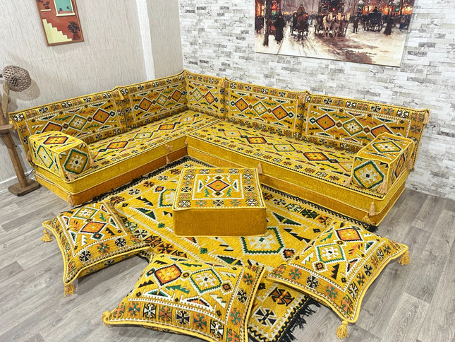 L förmiges orientalisches Sofa Set, Majlis-Sitzmöbel, Bodenkissen, Arabische Majlis, Türkisches Bode