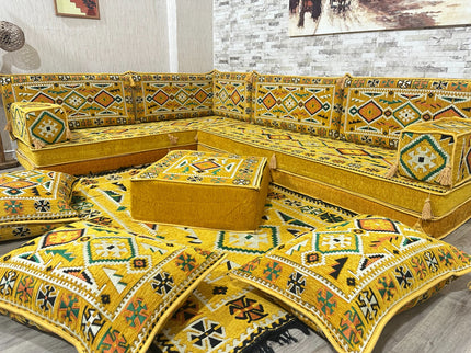 L förmiges orientalisches Sofa Set, Majlis-Sitzmöbel, Bodenkissen, Arabische Majlis, Türkisches Bode