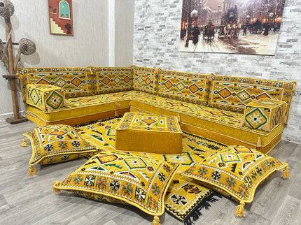 L förmiges orientalisches Sofa Set, Majlis-Sitzmöbel, Bodenkissen, Arabische Majlis, Türkisches Bode