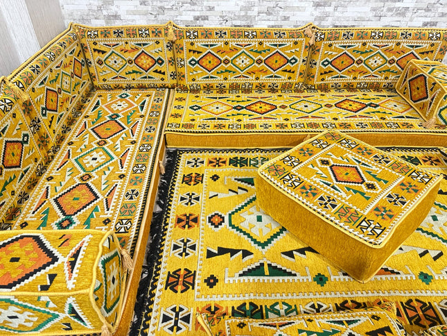 U förmiges orientalisches Sofa Set, Majlis-Sitzmöbel, Arabische Majlis, Bodenkissen, Türkisches Bode