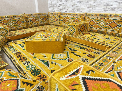 U förmiges orientalisches Sofa Set, Majlis-Sitzmöbel, Arabische Majlis, Bodenkissen, Türkisches Bode