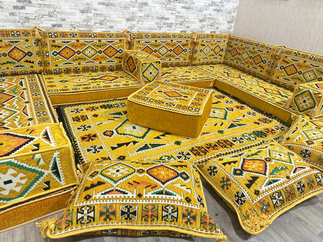 U förmiges orientalisches Sofa Set, Majlis-Sitzmöbel, Arabische Majlis, Bodenkissen, Türkisches Bode
