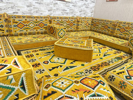 U förmiges orientalisches Sofa Set, Majlis-Sitzmöbel, Arabische Majlis, Bodenkissen, Türkisches Bode