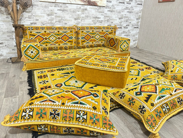 Orientalisches Sofa Set, Majlis-Sitzmöbel, Bodenkissen, Arabische Majlis, Türkisches Boden Sitzset