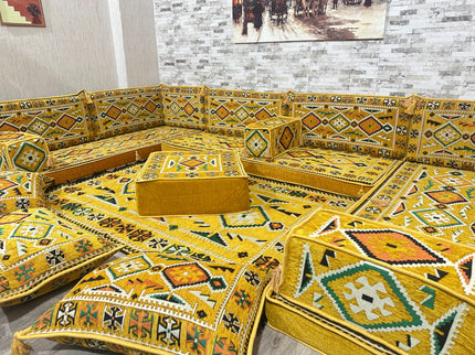 U förmiges orientalisches Sofa Set, Majlis-Sitzmöbel, Arabische Majlis, Bodenkissen, Türkisches Bode