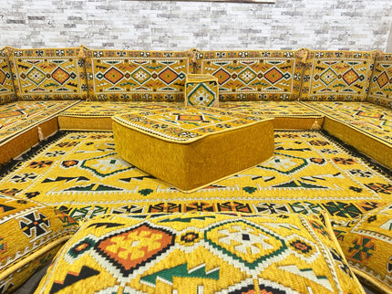 U förmiges orientalisches Sofa Set, Majlis-Sitzmöbel, Arabische Majlis, Bodenkissen, Türkisches Bode