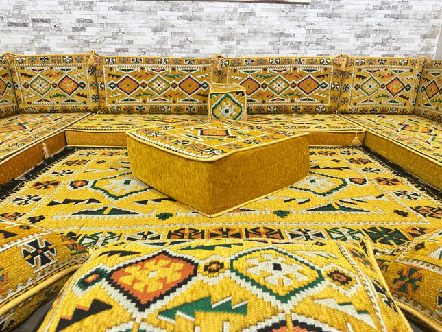 U förmiges orientalisches Sofa Set, Majlis-Sitzmöbel, Arabische Majlis, Bodenkissen, Türkisches Bode