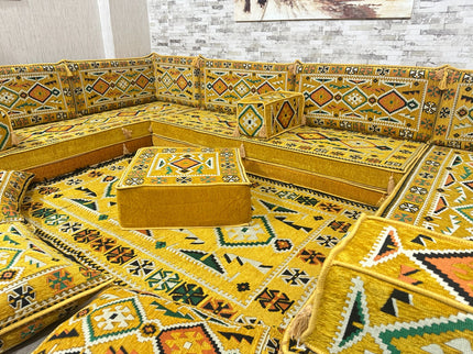 U förmiges orientalisches Sofa Set, Majlis-Sitzmöbel, Arabische Majlis, Bodenkissen, Türkisches Bode