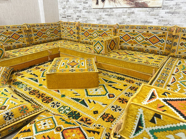 U förmiges orientalisches Sofa Set, Majlis-Sitzmöbel, Arabische Majlis, Bodenkissen, Türkisches Bode