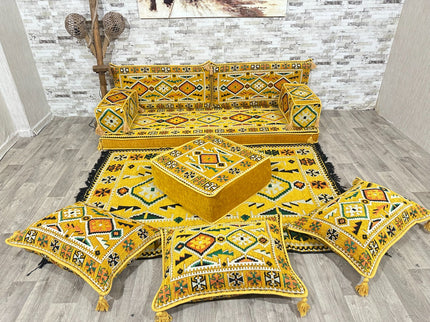 Orientalisches Sofa Set, Majlis-Sitzmöbel, Bodenkissen, Arabische Majlis, Türkisches Boden Sitzset