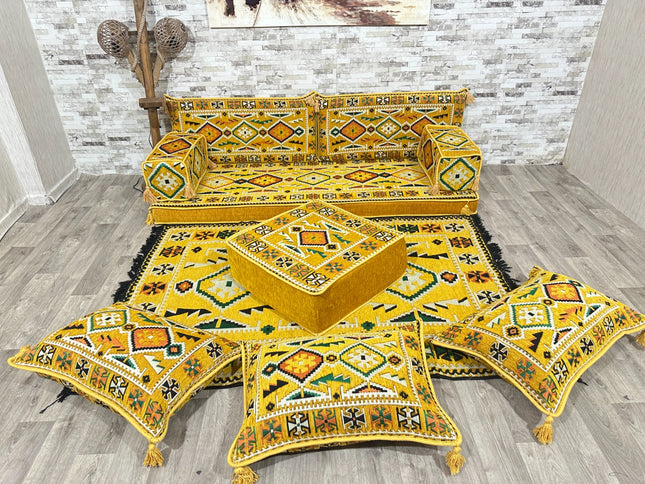 Orientalisches Sofa Set, Majlis-Sitzmöbel, Bodenkissen, Arabische Majlis, Türkisches Boden Sitzset
