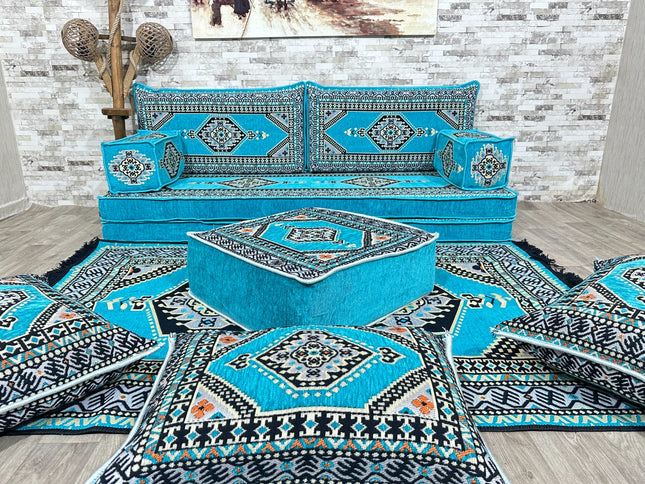 Orientalisches Sofa Set, Majlis-Sitzmöbel, Bodenkissen, Arabische Majlis, Türkisches Boden Sitzset