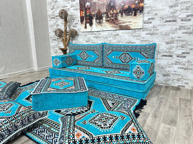 Orientalisches Sofa Set, Majlis-Sitzmöbel, Bodenkissen, Arabische Majlis, Türkisches Boden Sitzset