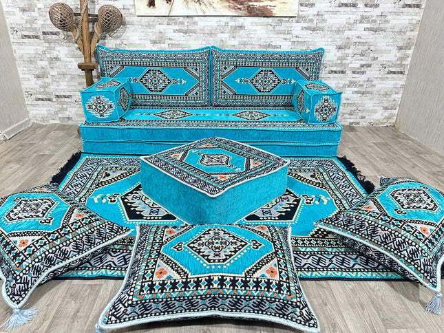 Orientalisches Sofa Set, Majlis-Sitzmöbel, Bodenkissen, Arabische Majlis, Türkisches Boden Sitzset