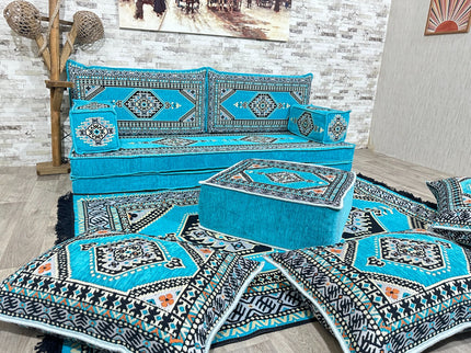Orientalisches Sofa Set, Majlis-Sitzmöbel, Bodenkissen, Arabische Majlis, Türkisches Boden Sitzset