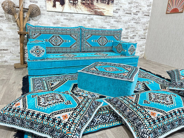 Orientalisches Sofa Set, Majlis-Sitzmöbel, Bodenkissen, Arabische Majlis, Türkisches Boden Sitzset