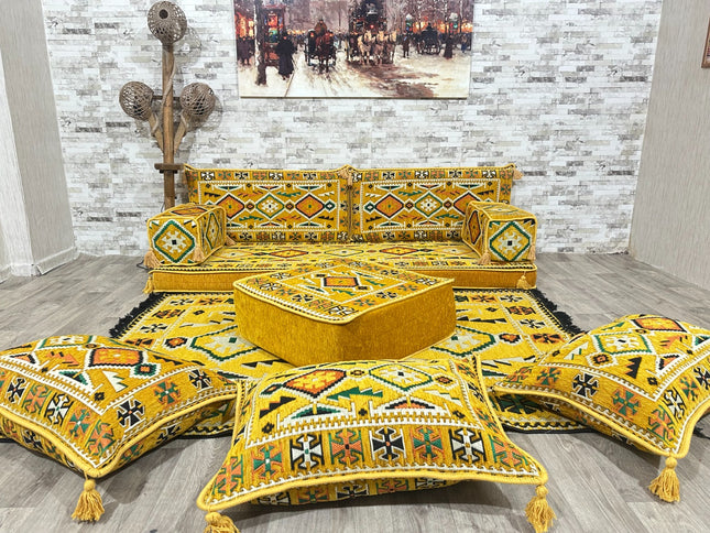 Orientalisches Sofa Set, Majlis-Sitzmöbel, Bodenkissen, Arabische Majlis, Türkisches Boden Sitzset