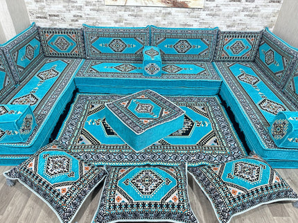 U förmiges orientalisches Sofa Set, Majlis-Sitzmöbel, Arabische Majlis, Bodenkissen, Türkisches Bode