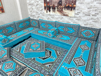 U förmiges orientalisches Sofa Set, Majlis-Sitzmöbel, Arabische Majlis, Bodenkissen, Türkisches Bode