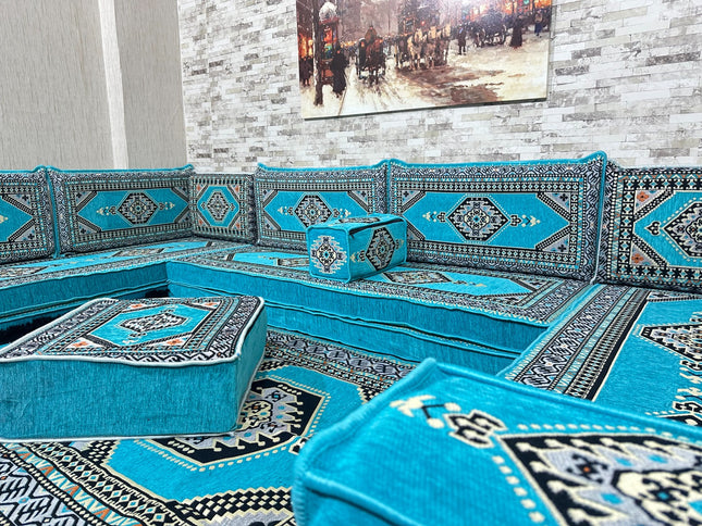 U förmiges orientalisches Sofa Set, Majlis-Sitzmöbel, Arabische Majlis, Bodenkissen, Türkisches Bode